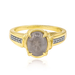 Anello in oro con Zaffiro Stellato Blu Argento