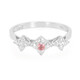 Anello placcato in platino con Zaffiro Padparadscha