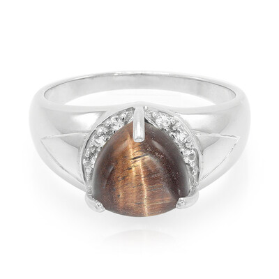 Anello da uomo in argento con Occhio di Tigre Rosso