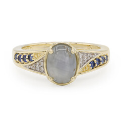 Anello in oro con Zaffiro Stellato Blu Argento