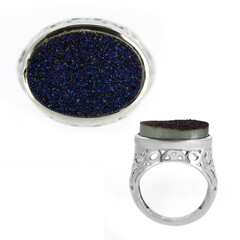 Anello in argento con Agata Glitter Blu Cobalto