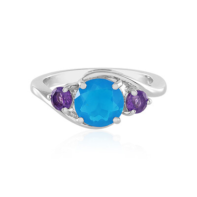 Anello in argento con Opale Blu dell'Etiopia