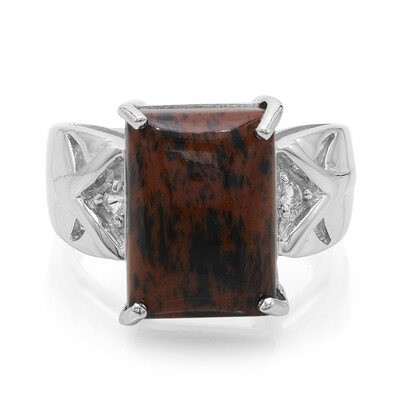 Anello in argento con Ossidiana Mogano