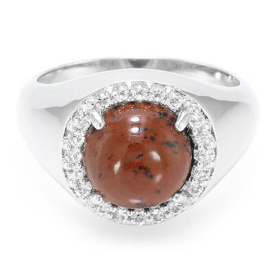 Anello in argento con Ossidiana Mogano