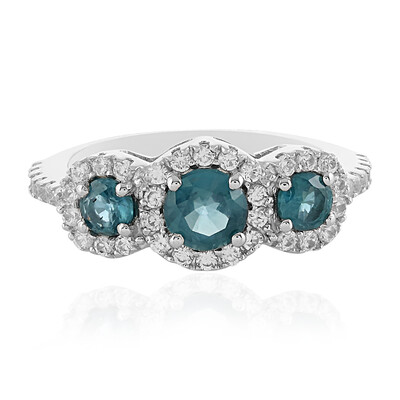 Anello in argento con Cianite Blu Foglia di Tè