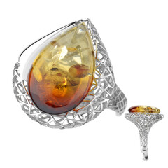 Anello in argento con Ambra Sunrise Baltica