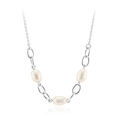 Collana in argento con Perla d'Acqua Dolce Bianca
