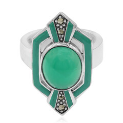 Anello in argento con Calcedonio Verde