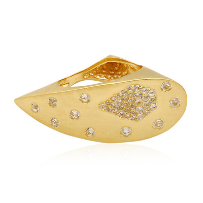 Anello placcato in oro con Topazio Bianco (MONOSONO COLLECTION)