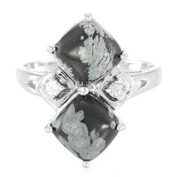 Anello in argento con Ossidiana Fiocco di Neve