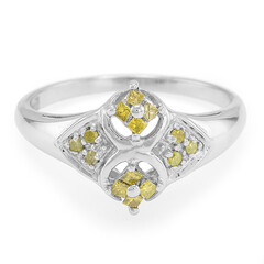 Anello placcato in platino con Diamante Fancy