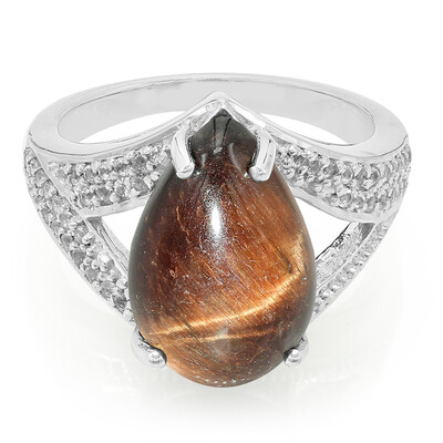 Anello in argento con Occhio di Tigre Rosso