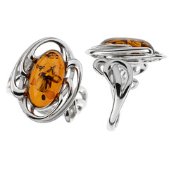 Anello in argento con Ambra Baltica