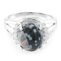 Anello in argento con Ossidiana Fiocco di Neve