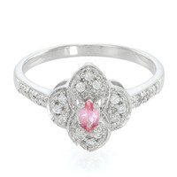 Anello placcato in platino con Zaffiro Padparadscha