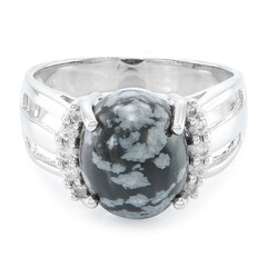 Anello in argento con Ossidiana Fiocco di Neve
