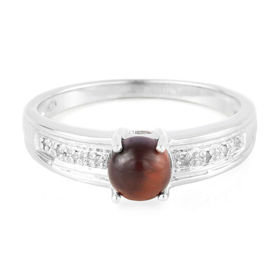 Anello da uomo in argento con Occhio di Tigre Rosso