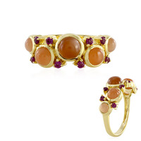 Anello in argento con Pietra di Luna Cioccolato (KM by Juwelo)