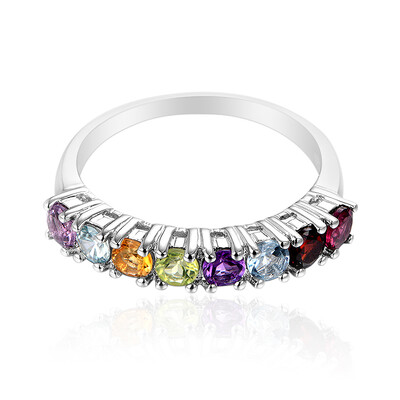 Anello in argento con gemme preziose miste