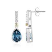 Orecchini in argento con Topazio Blu Londra (Granulieren)