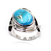Anello in argento con Turchese Kingman Mohave Blu (Faszination Türkis)