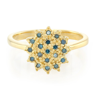 Anello placcato in oro con Diamante Blu Royal