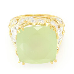 Anello placcato in oro con Prehnite