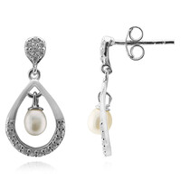 Orecchini in argento con Perla d'Acqua Dolce Bianca