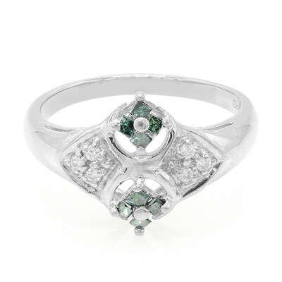 Anello in argento con Diamante Verde Foresta