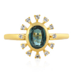 Anello in argento con Cianite Blu Foglia di Tè