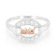 Anello placcato in platino con Zaffiro Padparadscha