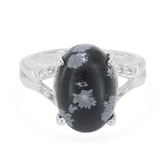 Anello in argento con Ossidiana Fiocco di Neve