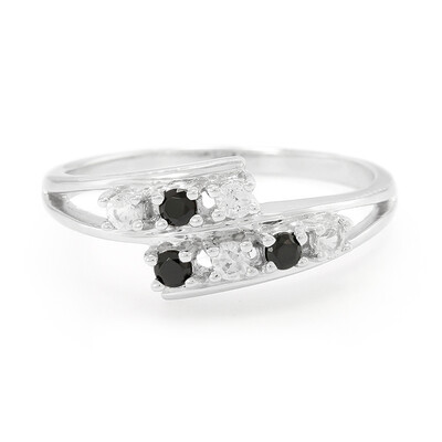 Anello in argento con Spinello Nero e Zaffiro Bianco
