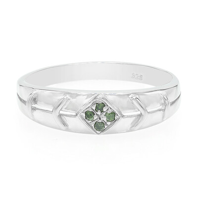 Anello in argento con Diamante Verde Smeraldo