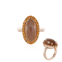 Anello in argento con Pietra di Luna Cioccolato (KM by Juwelo)