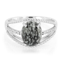 Anello in argento con Ossidiana Fiocco di Neve