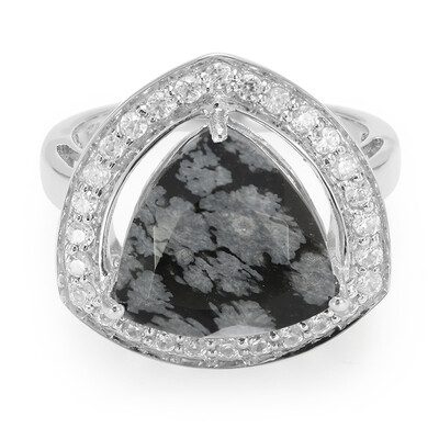 Anello in argento con Ossidiana Fiocco di Neve