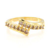 Anello placcato in oro con Granato Cangiante Tanzania