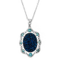 Collana in argento con Quarzo Glitter Blu Cobalto