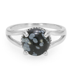 Anello in argento con Ossidiana Fiocco di Neve