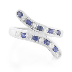 Anello in argento con Zaffiro Kanchanaburi e Zaffiro Bianco