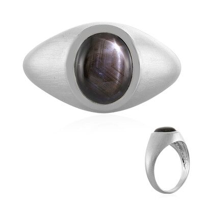 Anello in argento con Zaffiro Stellato Nero (MONOSONO COLLECTION)