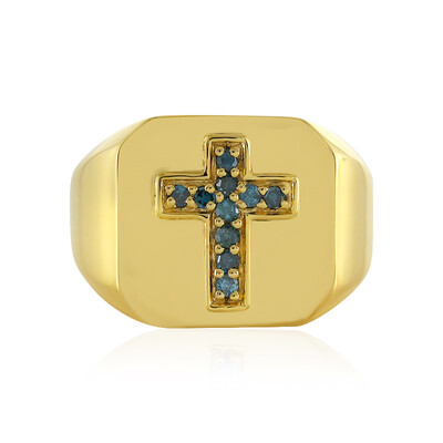 Anello in argento con Diamante Blu I4