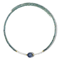 Collana rigida in acciaio con Cianite del Nepal (Riya)