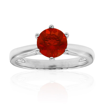Anello in platino con Opale di Fuoco Messicano