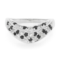 Anello in argento con Zaffiro Bianco e Spinello Nero