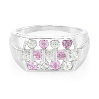 Anello in argento con Zaffiro Rosa Ceylon e Zaffiro Bianco