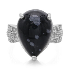 Anello in argento con Ossidiana Fiocco di Neve