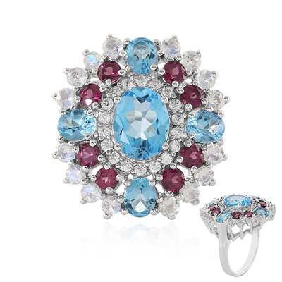 Anello in argento con Topazio Blu Svizzero