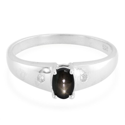 Anello da uomo in argento con Zaffiro Stellato Nero